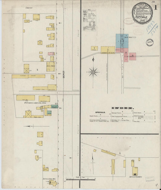 Sanborn Fire Insurance Map from Suffield, Hartford County, Connecticut. (1898) – Historic Sanborn Fire Insurance Map Print