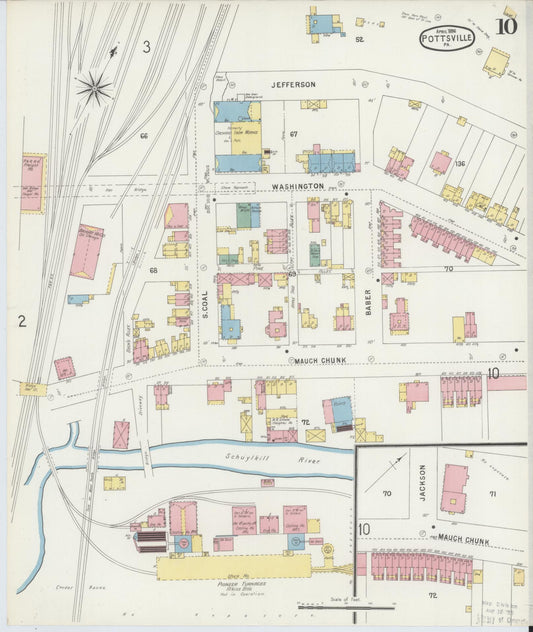 Sanborn Fire Insurance Map from Pottsville, Schuylkill County, Pennsylvania (1895), Sheet #0010 - Historic Sanborn Fire Insurance Map Print, vintage old map wall art, antique decor, genealogy gift, Pennsylvania Pennsylvania map