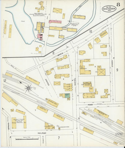 Sanborn Fire Insurance Map from Winchendon, Worcester County, Massachusetts (1904), Sheet #0008 - Complete Map Set gallery image, historic Sanborn map, vintage wall art, Massachusetts Massachusetts