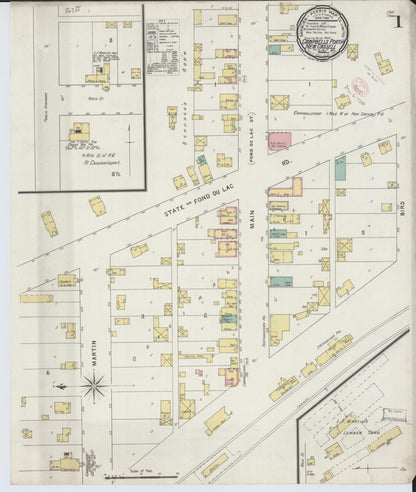 Sanborn Fire Insurance Map from Campbellsport, Fond du Lac County, Wisconsin (1894), Sheet #0001 - Historic Sanborn Fire Insurance Map Print, vintage old map wall art, antique decor, genealogy gift, Wisconsin Wisconsin map
