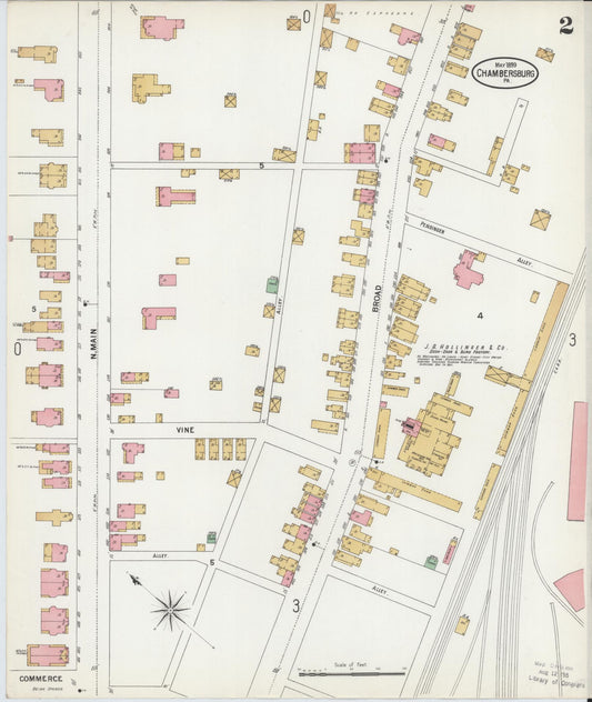 Sanborn Fire Insurance Map from Chambersburg, Franklin County, Pennsylvania (1899), Sheet #0002 - Historic Sanborn Fire Insurance Map Print, vintage old map wall art, antique decor, genealogy gift, Pennsylvania Pennsylvania map