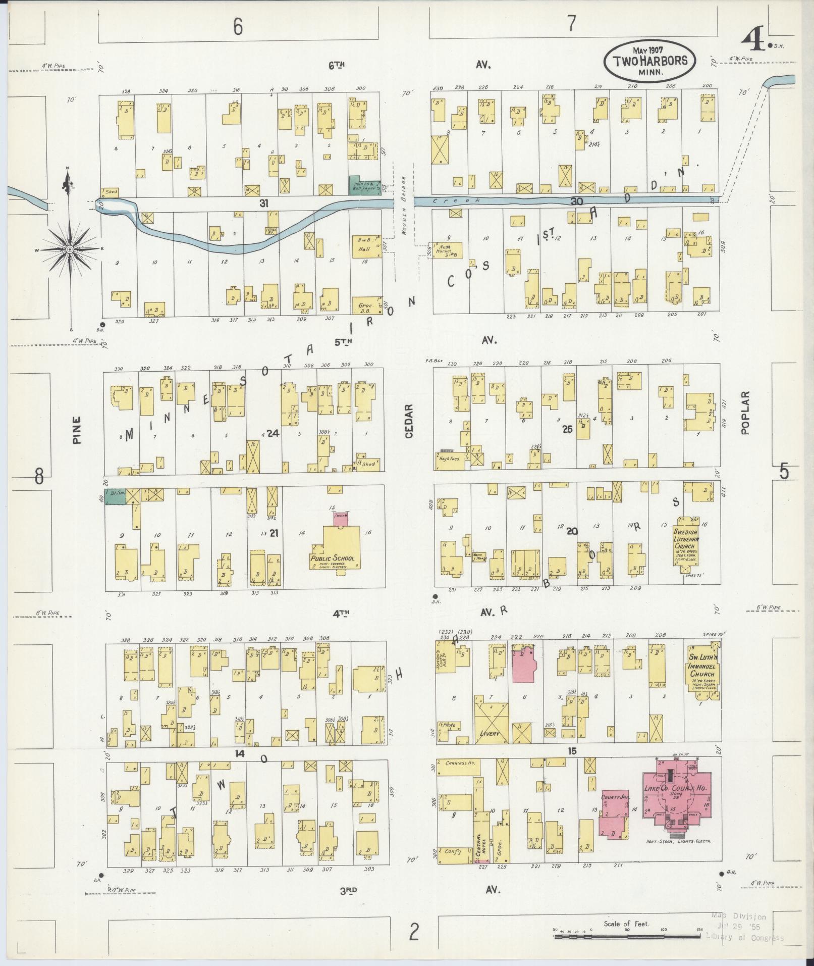 Sanborn Fire Insurance Map from Two Harbors, Lake County, Minnesota (1907), Sheet #0004 - Complete Map Set gallery image, historic Sanborn map, vintage wall art, Minnesota Minnesota