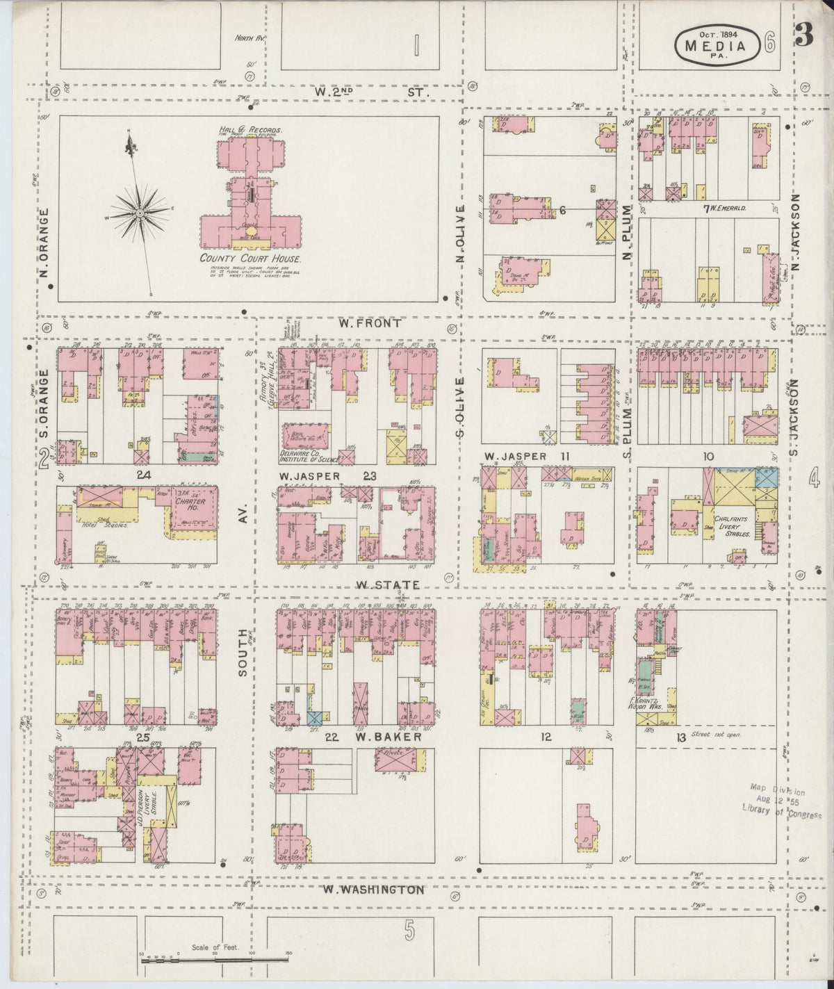 Sanborn Fire Insurance Map from Media, Delaware County, Pennsylvania (1894), Sheet #0003 - Complete Map Set gallery image, historic Sanborn map, vintage wall art, Pennsylvania Pennsylvania