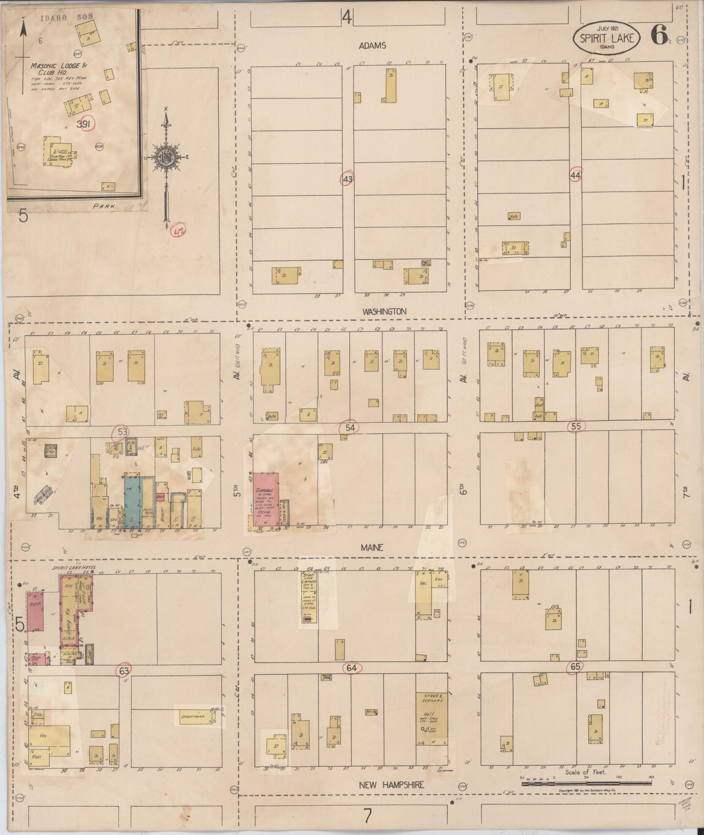 Sanborn Fire Insurance Map from Spirit Lake, Kootenai County, Idaho (1932), Sheet #0006 - Complete Map Set gallery image, historic Sanborn map, vintage wall art, Idaho Idaho