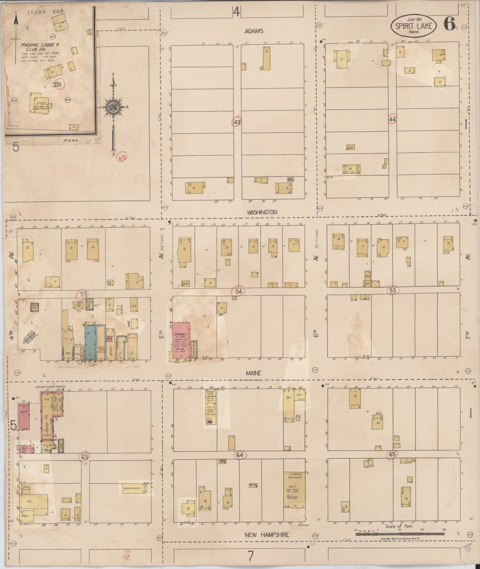 Sanborn Fire Insurance Map from Spirit Lake, Kootenai County, Idaho (1932), Sheet #0006 - Complete Map Set gallery image, historic Sanborn map, vintage wall art, Idaho Idaho