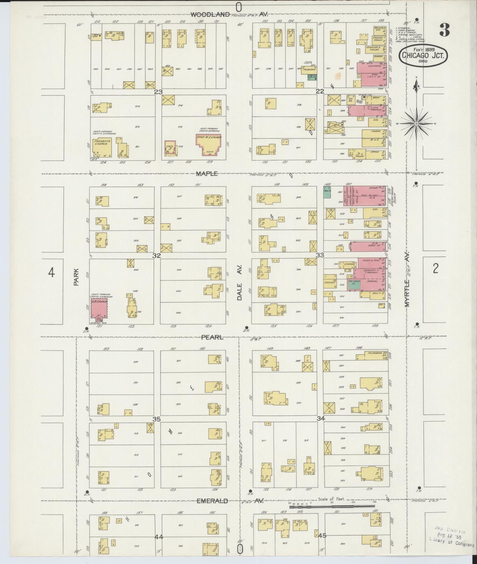 Sanborn Fire Insurance Map from Chicago Junction, Huron County, Ohio (1899), Sheet #0003 - Complete Map Set gallery image, historic Sanborn map, vintage wall art, Ohio Ohio