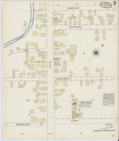 Sanborn Fire Insurance Map from Norway, Oxford County, Maine (1885), Sheet #0002 - Complete Map Set gallery image, historic Sanborn map, vintage wall art, Maine Maine