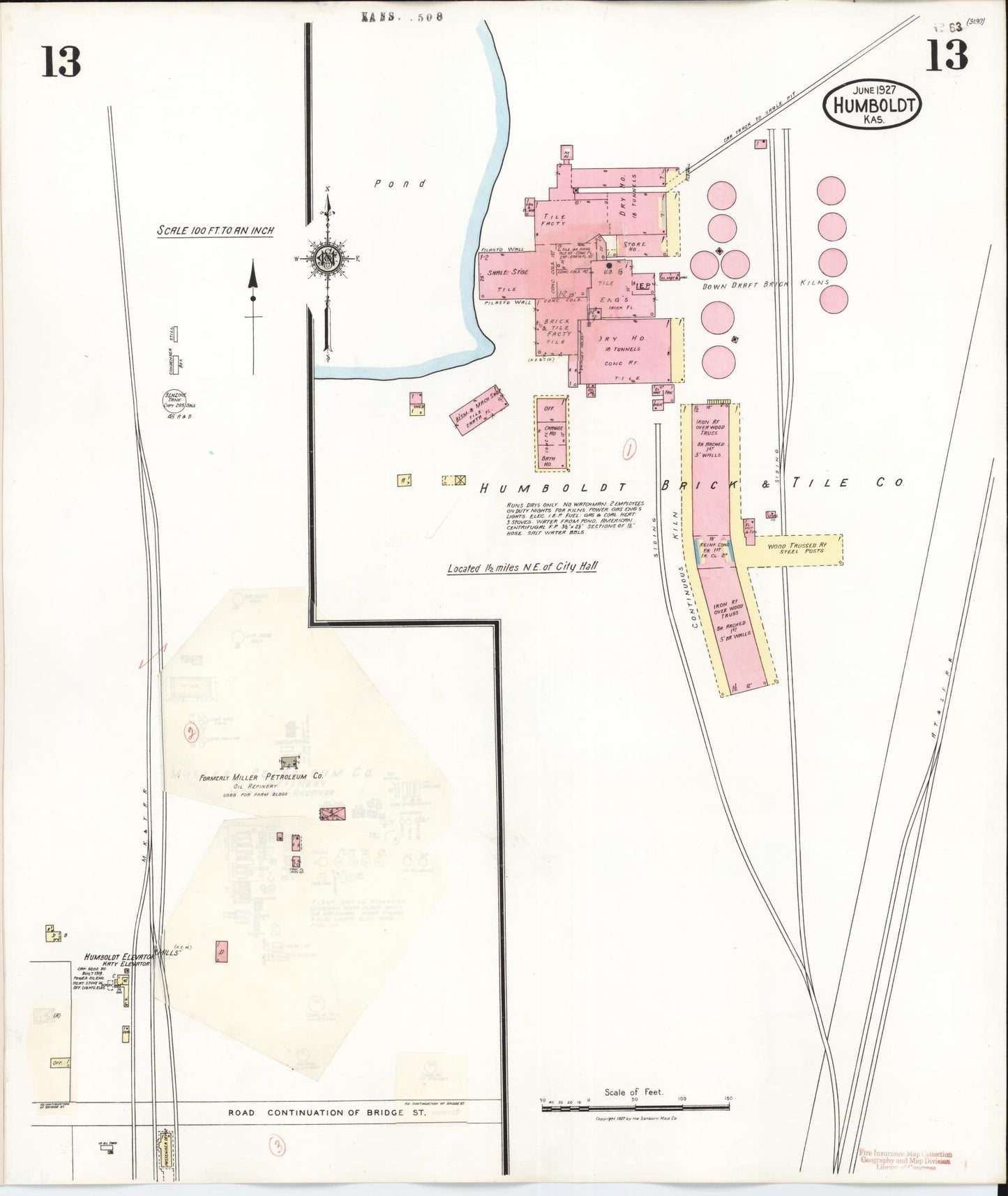Sanborn Fire Insurance Map from Humboldt, Allen County, Kansas (1936), Sheet #0013 - Complete Map Set gallery image, historic Sanborn map, vintage wall art, Kansas Kansas