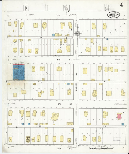 Sanborn Fire Insurance Map from Kinsley, Edwards County, Kansas (1920), Sheet #0004 - Historic Sanborn Fire Insurance Map Print, vintage old map wall art, antique decor, genealogy gift, Kansas Kansas map