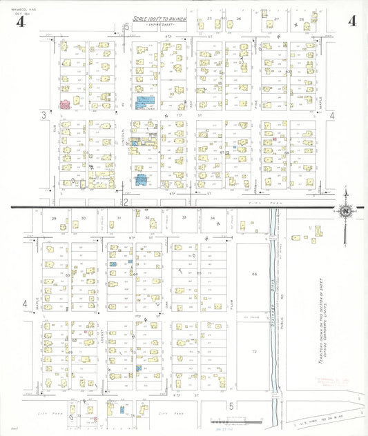 Sanborn Fire Insurance Map from Wamego, Pottawatomie County, Kansas (1941), Sheet #0004 - Historic Sanborn Fire Insurance Map Print, vintage old map wall art, antique decor, genealogy gift, Kansas Kansas map