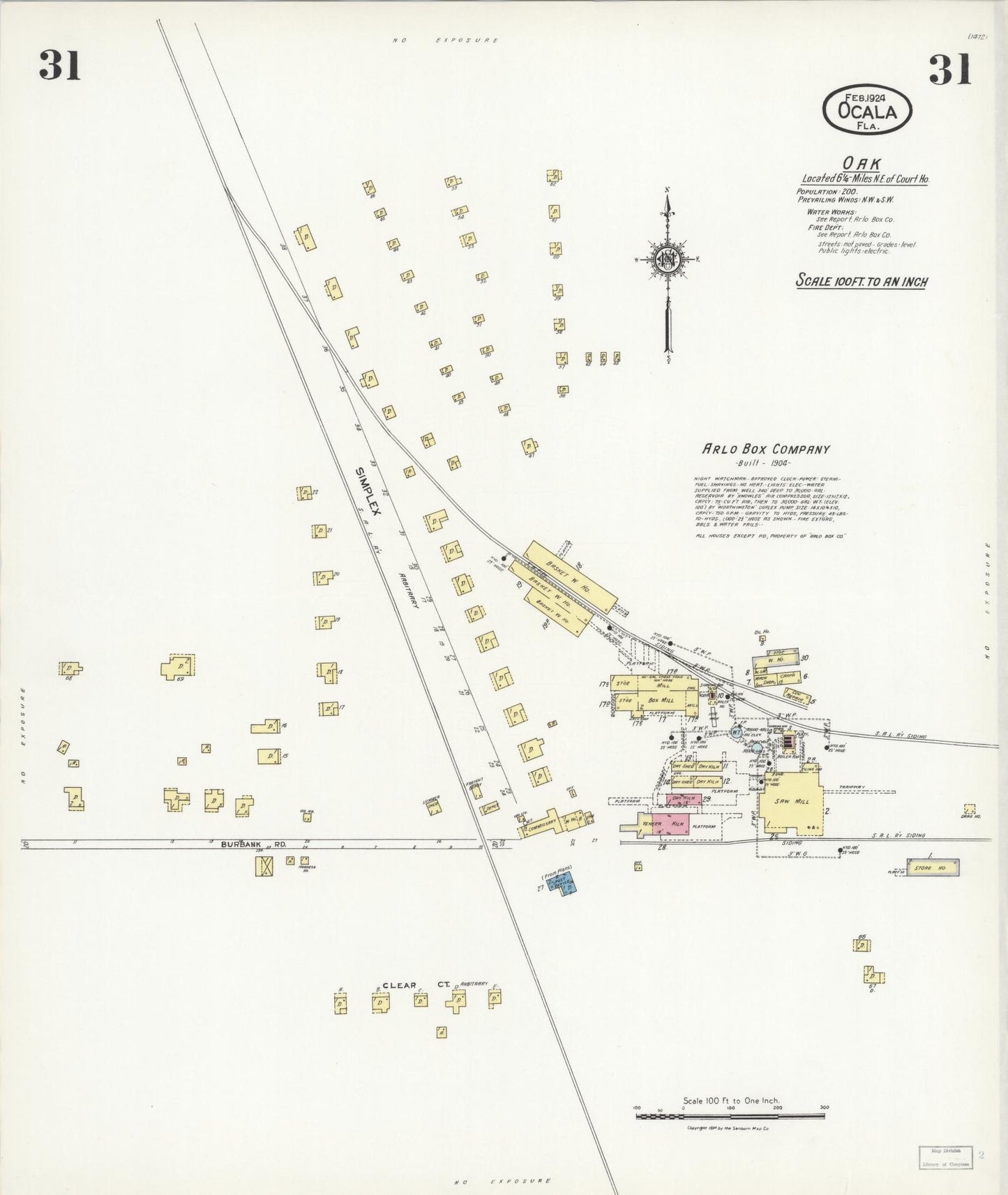Sanborn Fire Insurance Map from Ocala, Marion County, Florida (1924), Sheet #0031 - Complete Map Set gallery image, historic Sanborn map, vintage wall art, Florida Florida