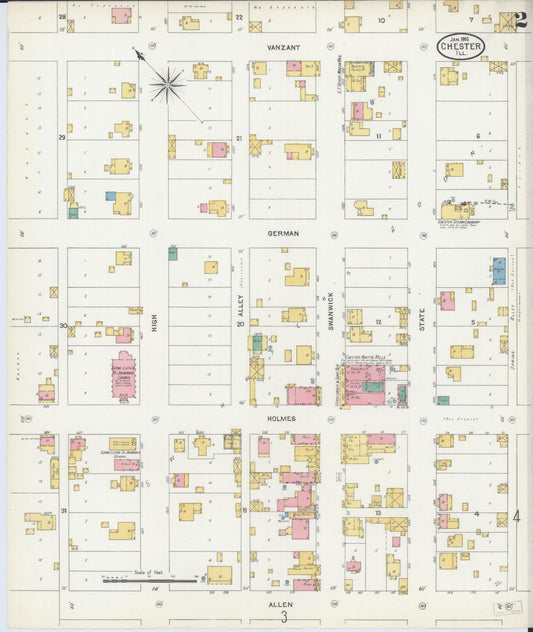 Sanborn Fire Insurance Map from Chester, Randolph County, Illinois (1906), Sheet #0002 - Historic Sanborn Fire Insurance Map Print, vintage old map wall art, antique decor, genealogy gift, Illinois Illinois map