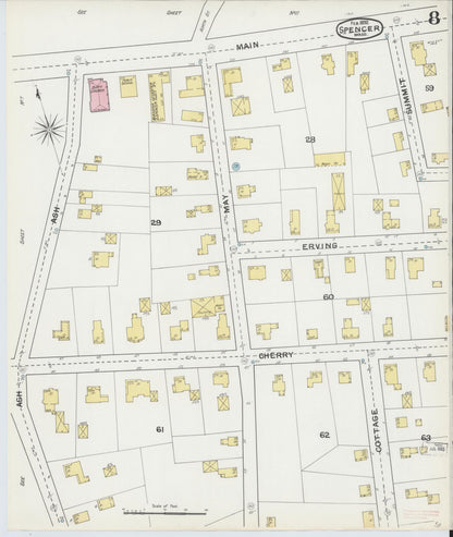 Sanborn Fire Insurance Map from Spencer, Worcester County, Massachusetts (1892), Sheet #0008 - Complete Map Set gallery image, historic Sanborn map, vintage wall art, Massachusetts Massachusetts