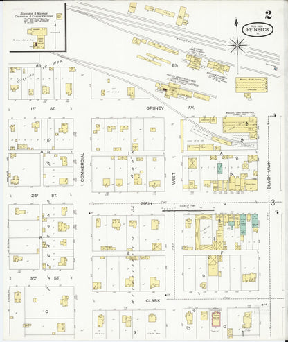 Sanborn Fire Insurance Map from Reinbeck, Grundy County, Iowa (1900), Sheet #0002 - Historic Sanborn Fire Insurance Map Print, vintage old map wall art