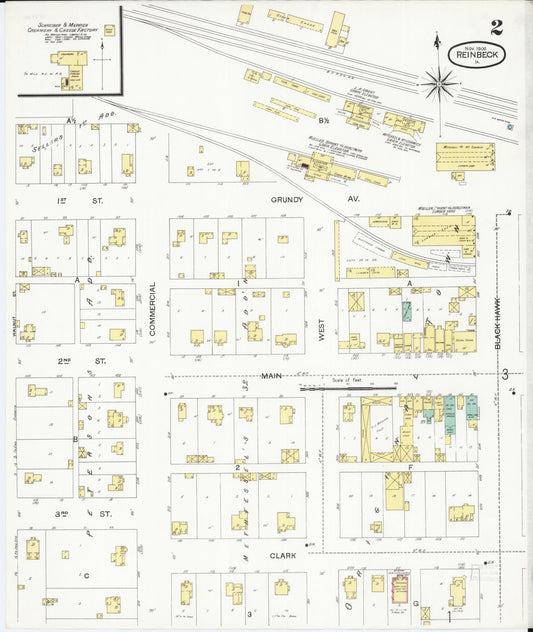 Sanborn Fire Insurance Map from Reinbeck, Grundy County, Iowa (1900), Sheet #0002 - Historic Sanborn Fire Insurance Map Print, vintage old map wall art