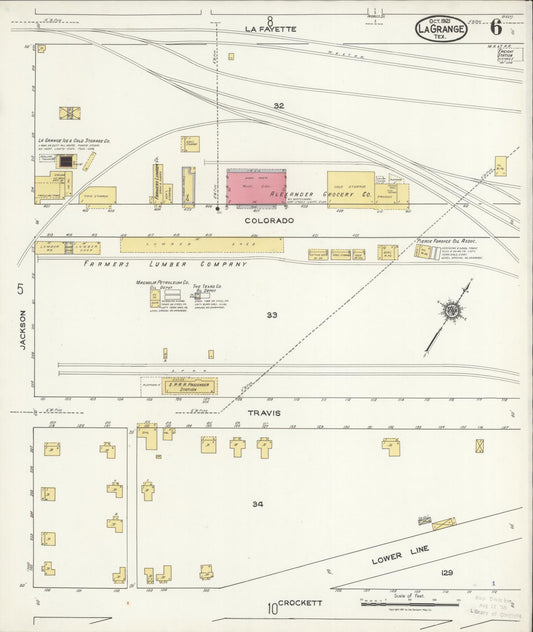 Sanborn Fire Insurance Map from La Grange, Fayette County, Texas (1921), Sheet #0006 - Historic Sanborn Fire Insurance Map Print, vintage old map wall art, antique decor, genealogy gift, Texas Texas map