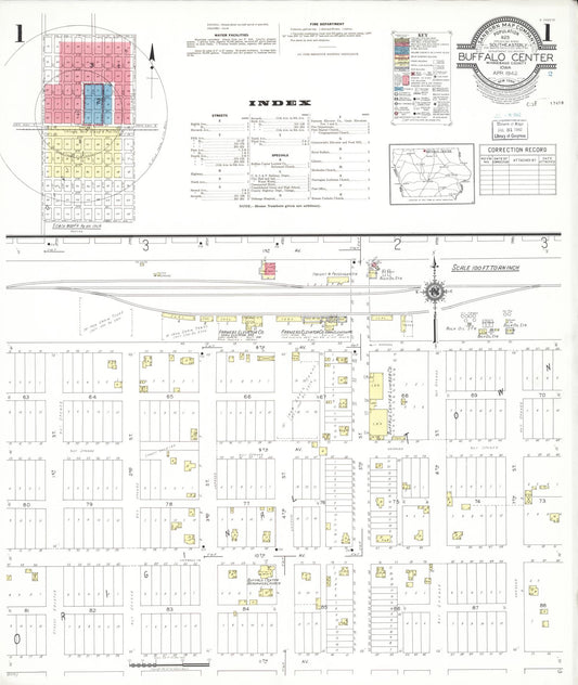 Sanborn Fire Insurance Map from Buffalo Center, Winnebago County, Iowa (1942), Sheet #0001 - Historic Sanborn Fire Insurance Map Print, vintage old map wall art