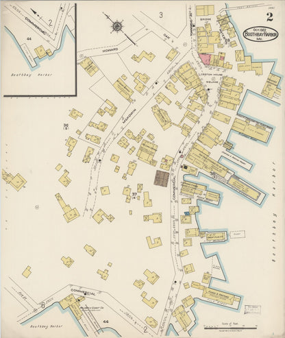 Sanborn Fire Insurance Map from Boothbay Harbor, Lincoln County, Maine (1922), Sheet #0002 - Complete Map Set gallery image, historic Sanborn map, vintage wall art, Maine Maine