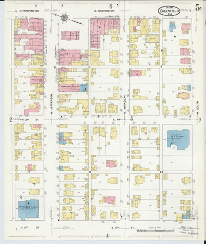 Sanborn Fire Insurance Map from Greenfield, Highland County, Ohio (1910), Sheet #0005 - Historic Sanborn Fire Insurance Map Print, vintage old map wall art, antique decor, genealogy gift, Ohio Ohio map