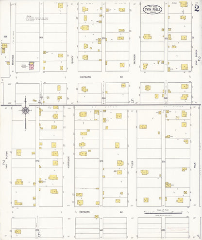 Sanborn Fire Insurance Map from Twin Falls, Twin Falls County, Idaho (1922), Sheet #0002 - Complete Map Set gallery image, historic Sanborn map, vintage wall art, Falls Idaho
