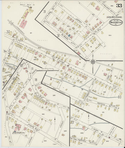 Sanborn Fire Insurance Map from Washington, Washington County, Pennsylvania (1914), Sheet #0033 - Complete Map Set gallery image, historic Sanborn map, vintage wall art, Sanborn Fire Insurance Map from Washington Washington