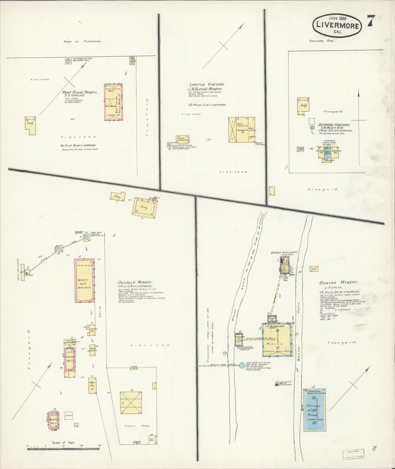 Sanborn Fire Insurance Map from Livermore, Alameda County, California (1888), Sheet #0007 - Historic Sanborn Fire Insurance Map Print, vintage old map wall art, antique decor, genealogy gift, California California map