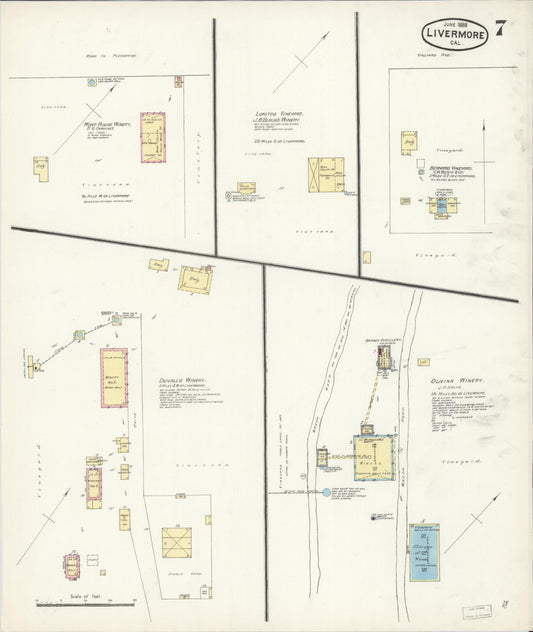 Sanborn Fire Insurance Map from Livermore, Alameda County, California (1888), Sheet #0007 - Historic Sanborn Fire Insurance Map Print, vintage old map wall art, antique decor, genealogy gift, California California map