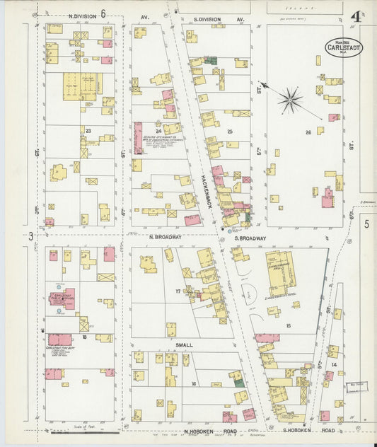 Sanborn Fire Insurance Map from Carlstadt, Bergen County, New Jersey (1902), Sheet #0004 - Historic Sanborn Fire Insurance Map Print, vintage old map wall art, antique decor, genealogy gift, New Jersey New Jersey map