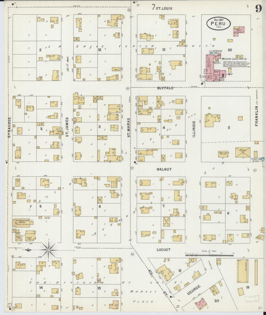 Sanborn Fire Insurance Map from Peru, La Salle County, Illinois (1897), Sheet #0009 - Historic Sanborn Fire Insurance Map Print, vintage old map wall art, antique decor, genealogy gift, Illinois Illinois map