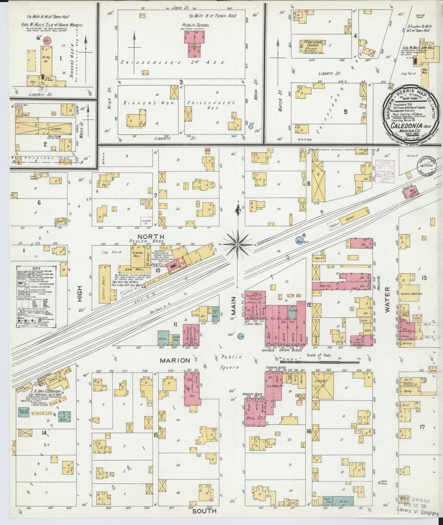 Sanborn Fire Insurance Map from Caledonia, Marion County, Ohio (1901), Sheet #0001 - Historic Sanborn Fire Insurance Map Print, vintage old map wall art, antique decor, genealogy gift, Ohio Ohio map