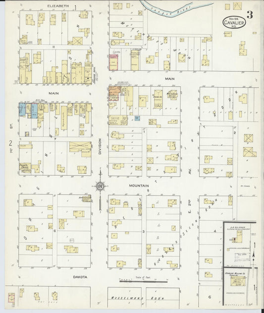 Sanborn Fire Insurance Map from Cavalier, Pembina County, North Dakota (1914), Sheet #0003 - Historic Sanborn Fire Insurance Map Print, vintage old map wall art, antique decor, genealogy gift, North Dakota North Dakota map