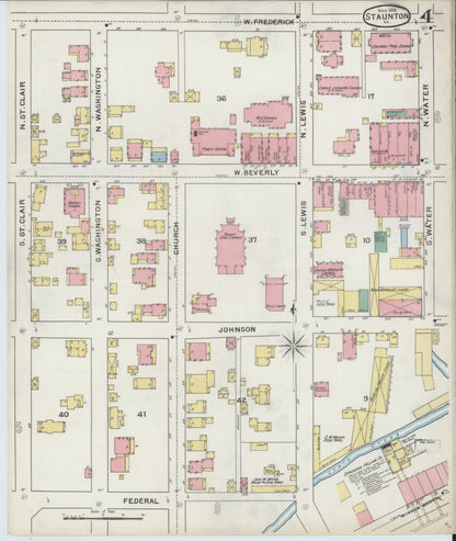 Sanborn Fire Insurance Map from Staunton, Independent Cities, Virginia (1894), Sheet #0004 - Complete Map Set gallery image, historic Sanborn map, vintage wall art, Virginia Virginia