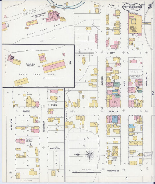 Sanborn Fire Insurance Map from Port Washington, Ozaukee County, Wisconsin (1904), Sheet #0003 - Historic Sanborn Fire Insurance Map Print, vintage old map wall art, antique decor, genealogy gift, Wisconsin Wisconsin map