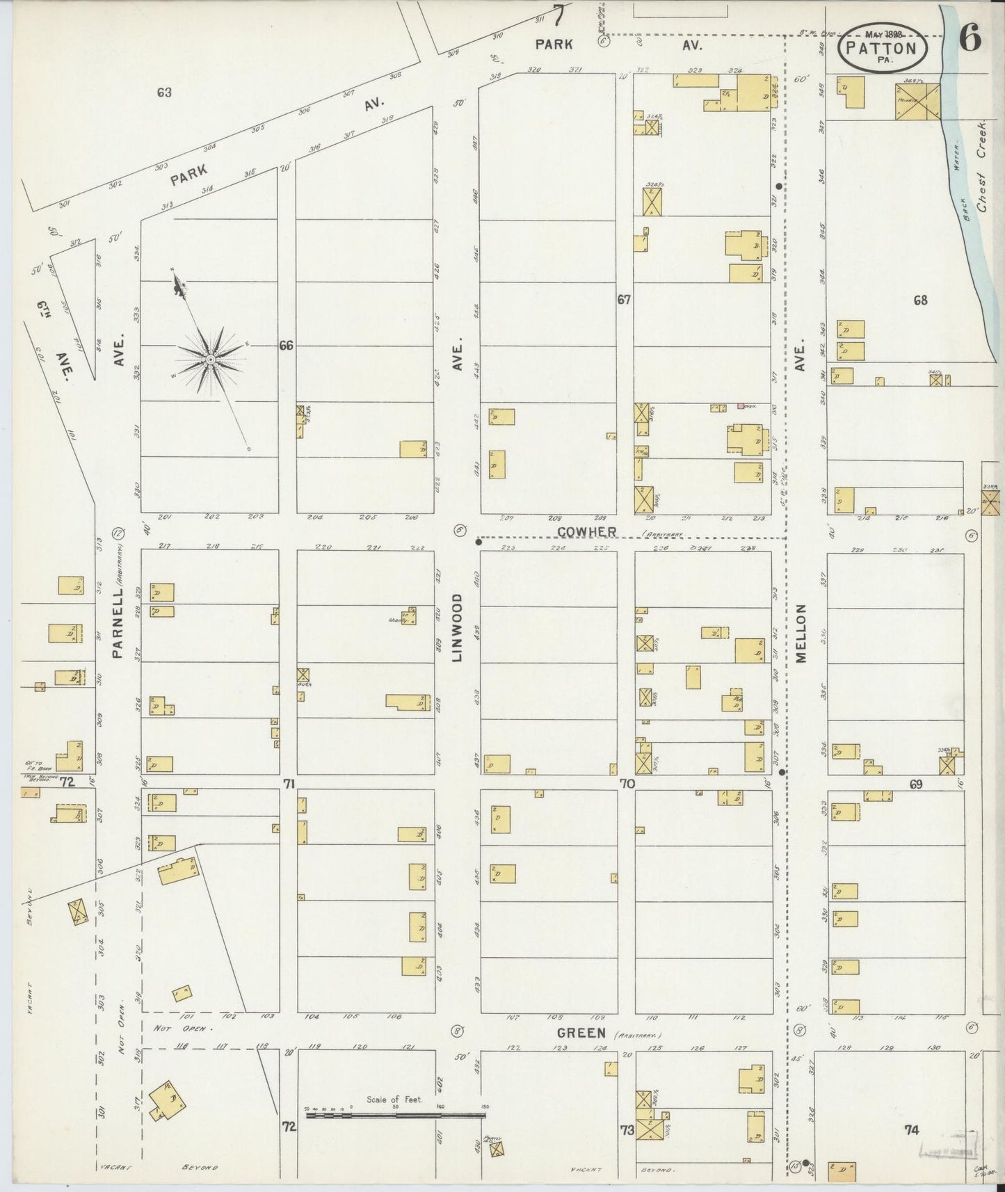 Sanborn Fire Insurance Map from Patton, Cambria County, Pennsylvania (1898), Sheet #0006 - Complete Map Set gallery image, historic Sanborn map, vintage wall art, Pennsylvania Pennsylvania