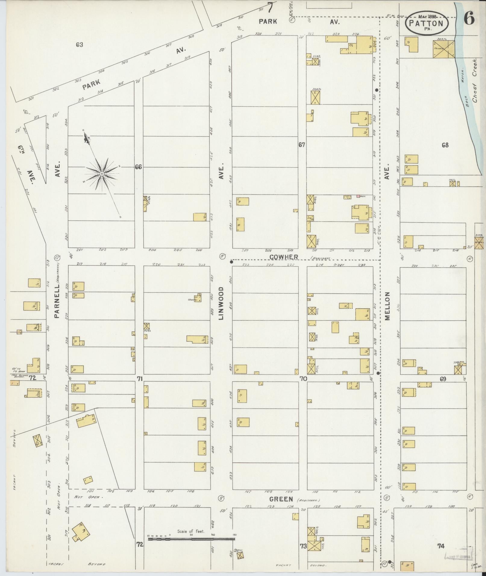 Sanborn Fire Insurance Map from Patton, Cambria County, Pennsylvania (1898), Sheet #0006 - Complete Map Set gallery image, historic Sanborn map, vintage wall art, Pennsylvania Pennsylvania