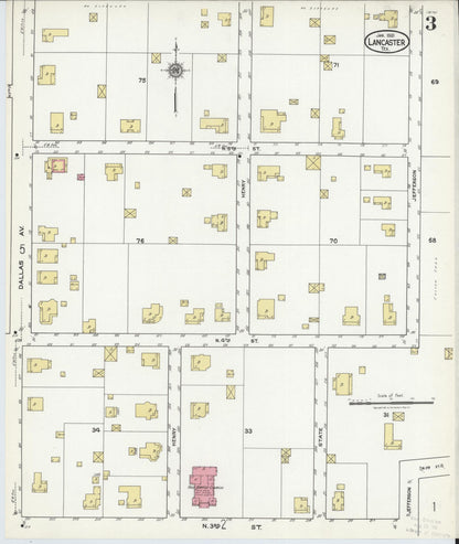 Sanborn Fire Insurance Map from Lancaster, Dallas County, Texas (1921), Sheet #0003 - Complete Map Set gallery image, historic Sanborn map, vintage wall art, Texas Texas