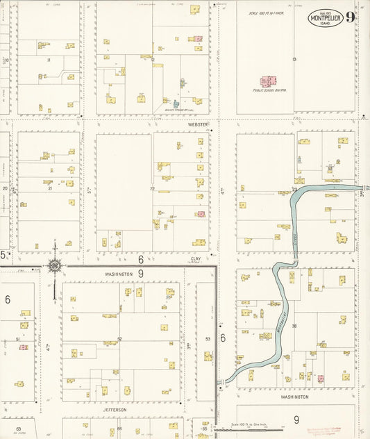 Sanborn Fire Insurance Map from Montpelier, Bear Lake County, Idaho (1915), Sheet #0009 - Historic Sanborn Fire Insurance Map Print, vintage old map wall art, antique decor, genealogy gift, Idaho Idaho map