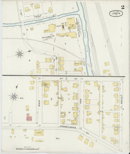 Sanborn Fire Insurance Map from Irwin, Westmoreland County, Pennsylvania (1894), Sheet #0002 - Complete Map Set gallery image, historic Sanborn map, vintage wall art, Pennsylvania Pennsylvania