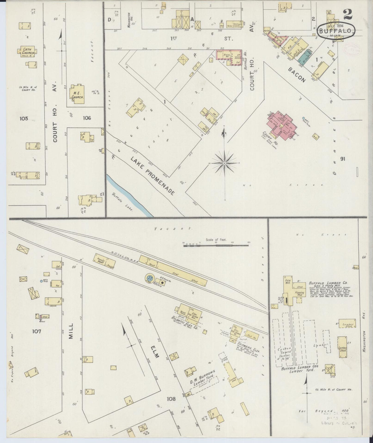 Sanborn Fire Insurance Map from Buffalo, Wright County, Minnesota (1894), Sheet #0002 - Complete Map Set gallery image, historic Sanborn map, vintage wall art, Minnesota Minnesota