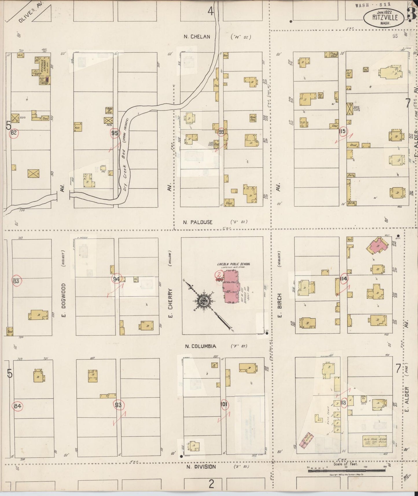 Sanborn Fire Insurance Map from Ritzville, Adams County, Washington (1939), Sheet #0003 - Complete Map Set gallery image, historic Sanborn map, vintage wall art, Washington Washington