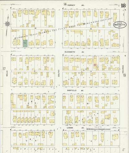 Sanborn Fire Insurance Map from Marinette, Marinette County, Wisconsin (1910), Sheet #0018 - Complete Map Set gallery image, historic Sanborn map, vintage wall art, Wisconsin Wisconsin