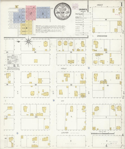 Sanborn Fire Insurance Map from Junction City, Lane County, Oregon (1908), Sheet #0001 - Complete Map Set gallery image, historic Sanborn map, vintage wall art, Oregon Oregon