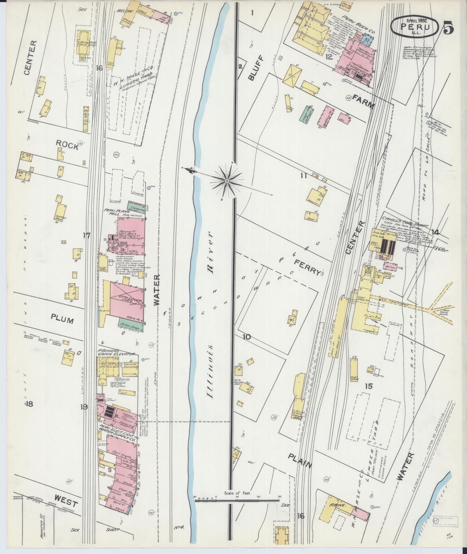 Sanborn Fire Insurance Map from Peru, La Salle County, Illinois (1892), Sheet #0005 - Historic Sanborn Fire Insurance Map Print, vintage old map wall art, antique decor, genealogy gift, Illinois Illinois map