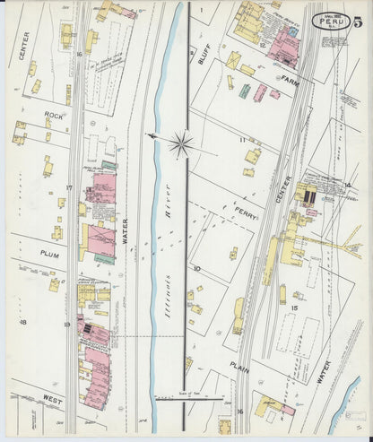 Sanborn Fire Insurance Map from Peru, La Salle County, Illinois (1892), Sheet #0005 - Historic Sanborn Fire Insurance Map Print, vintage old map wall art, antique decor, genealogy gift, Illinois Illinois map