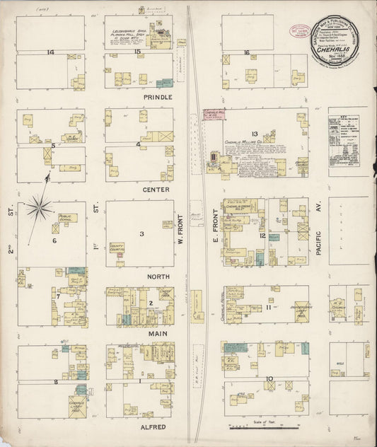 Sanborn Fire Insurance Map from Chehalis, Lewis County, Washington (1888), Sheet #0001 - Historic Sanborn Fire Insurance Map Print, vintage old map wall art, antique decor, genealogy gift, Washington Washington map