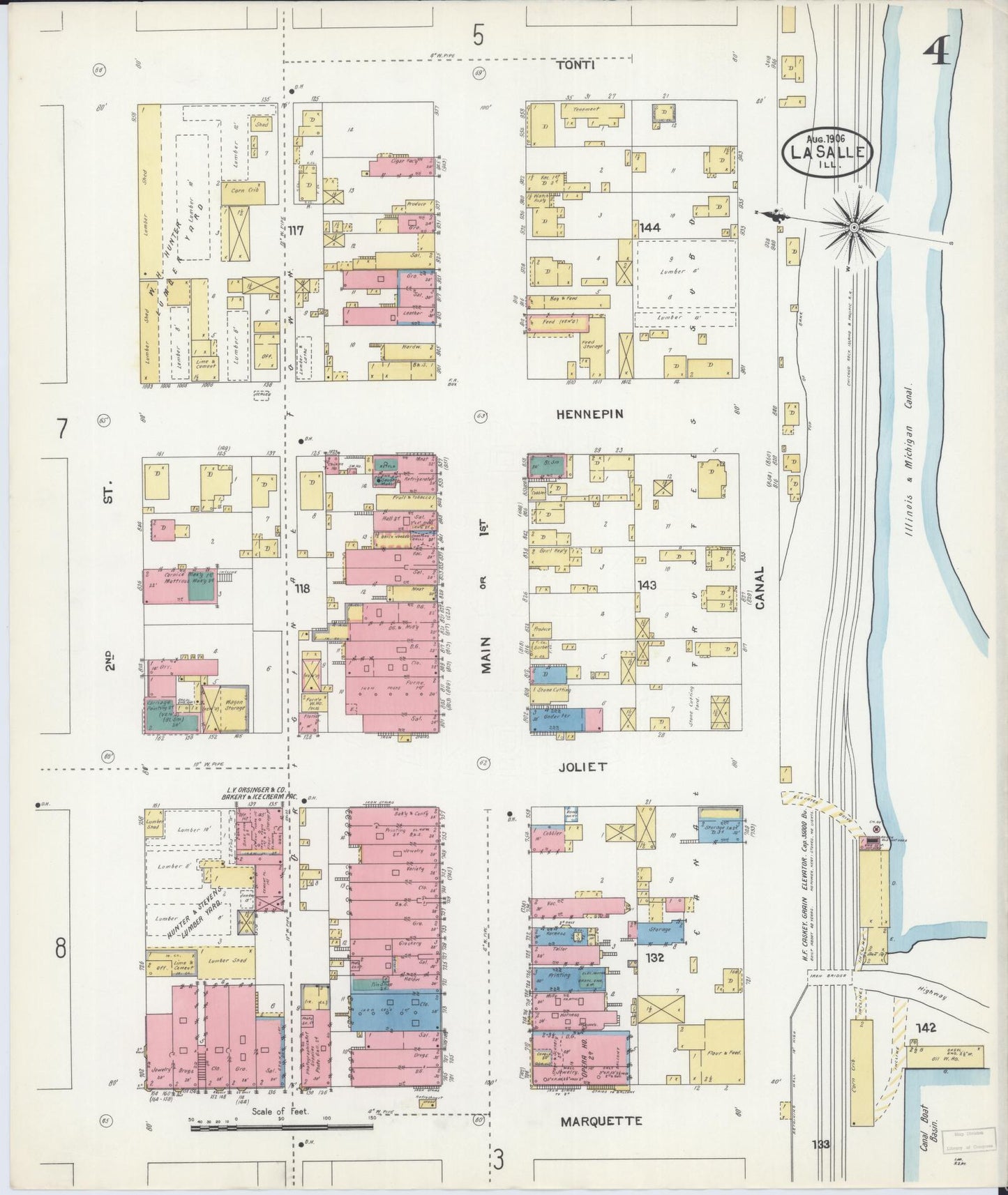 Sanborn Fire Insurance Map from La Salle, La Salle County, Illinois (1906), Sheet #0004 - Complete Map Set gallery image, historic Sanborn map, vintage wall art, Illinois Illinois