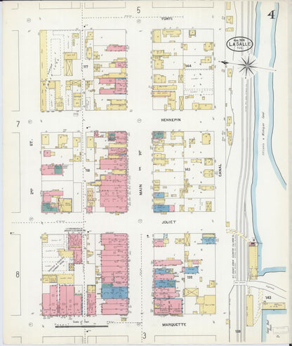 Sanborn Fire Insurance Map from La Salle, La Salle County, Illinois (1906), Sheet #0004 - Complete Map Set gallery image, historic Sanborn map, vintage wall art, Illinois Illinois