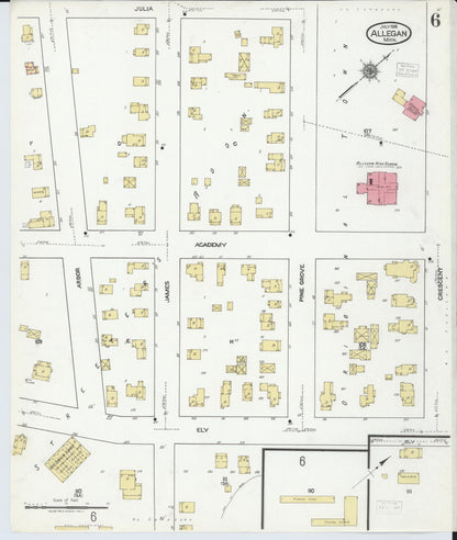 Sanborn Fire Insurance Map from Allegan, Allegan County, Michigan (1918), Sheet #0006 - Complete Map Set gallery image, historic Sanborn map, vintage wall art, Michigan Michigan
