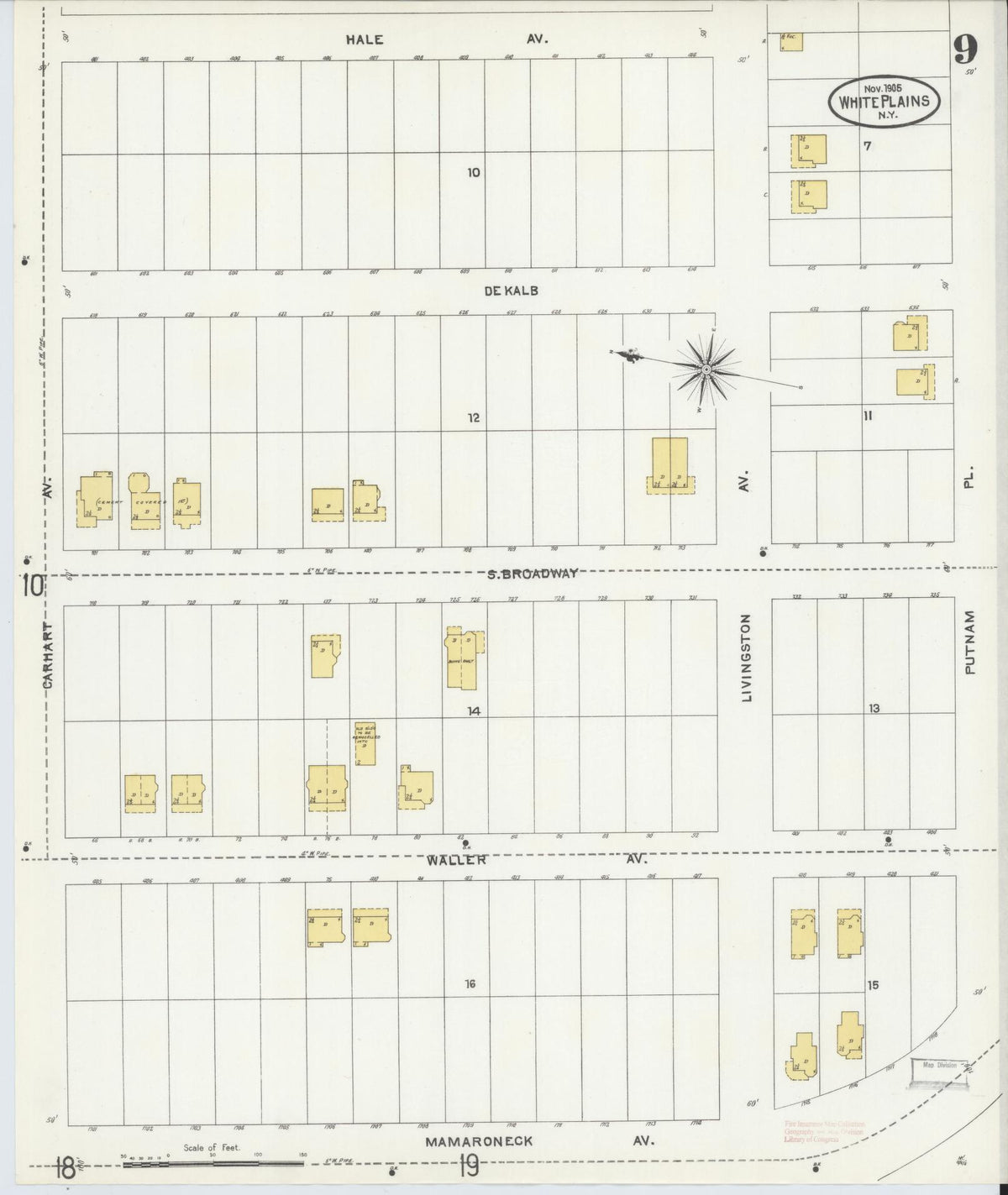 Sanborn Fire Insurance Map from White Plains, Westchester County, New York (1905), Sheet #0009 - Complete Map Set gallery image, historic Sanborn map, vintage wall art, New York New York
