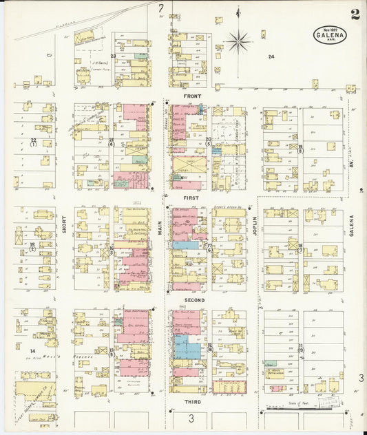 Sanborn Fire Insurance Map from Galena, Cherokee County, Kansas (1897), Sheet #0002 - Historic Sanborn Fire Insurance Map Print, vintage old map wall art, antique decor, genealogy gift, Kansas Kansas map
